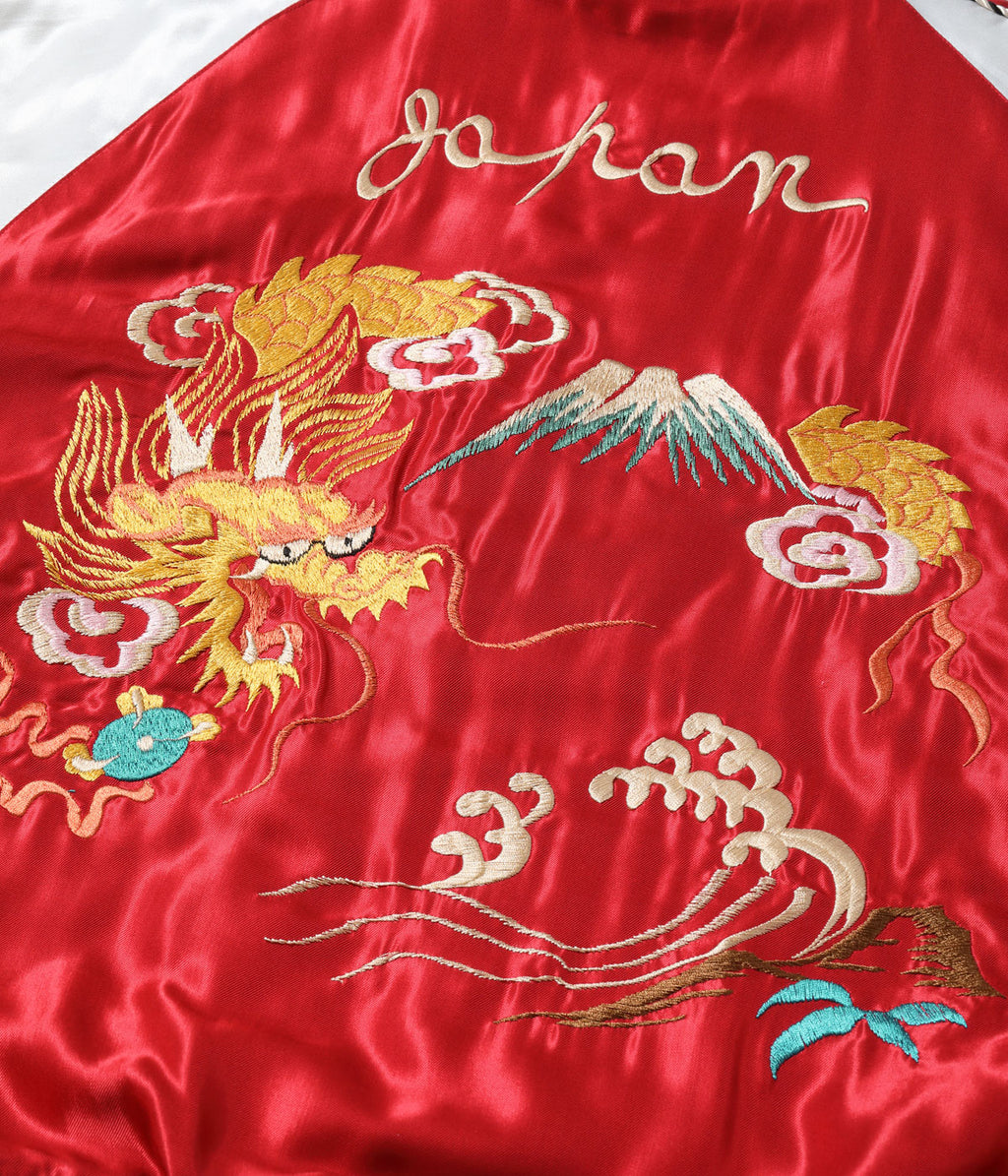 Early 1950s Style Acetate Quilted Souvenir Jacket “JAPAN MAP” × “GOLD DRAGON”