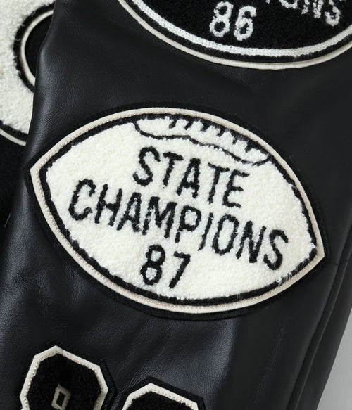 30oz. WOOL MELTON AWARD JACKET “BLUE PECKERS” (BLACK)
