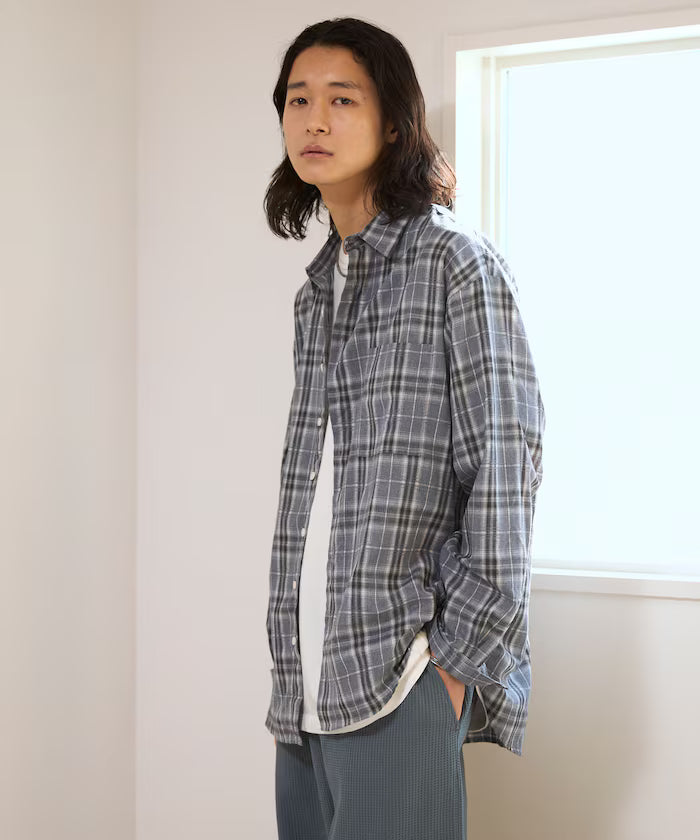 Big Silhouette Ombre Check Shirt / Long Sleeve