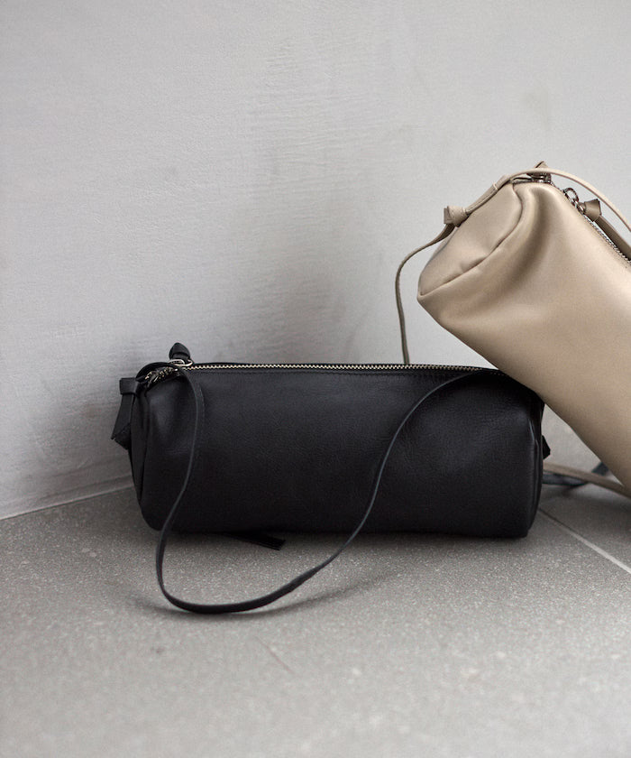 Leather Roll Boston Bag / Cowhide / Water-Repellent Leather