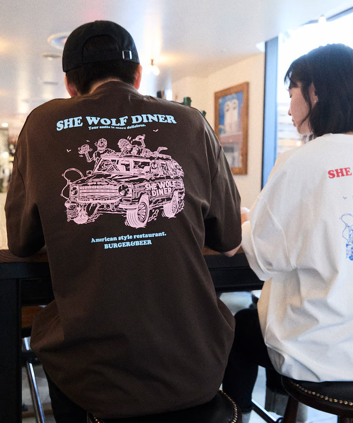 Limited Release SHE WOLF DINER × FREAK'S STORE Shewolf Diner Exclusive Big Silhouette Back Print T-Shirt Antibacterial Odor Resistance Quick Dry