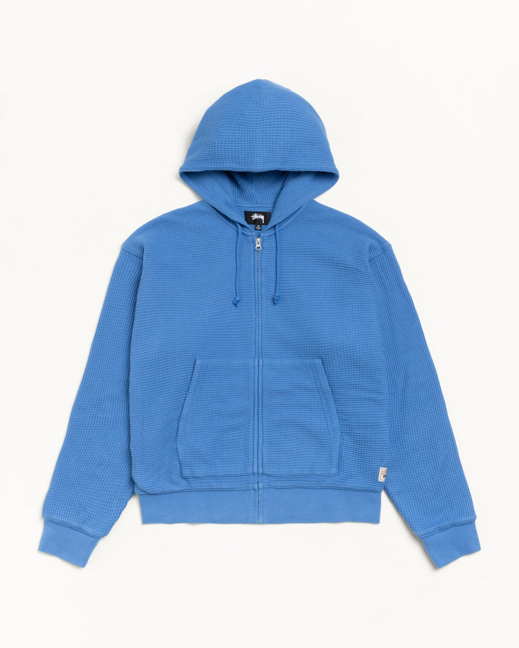 DOUBLE LAYER WAFFLE ZIP HOODIE - Blue
