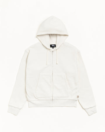 DOUBLE LAYER WAFFLE ZIP HOODIE - Off White