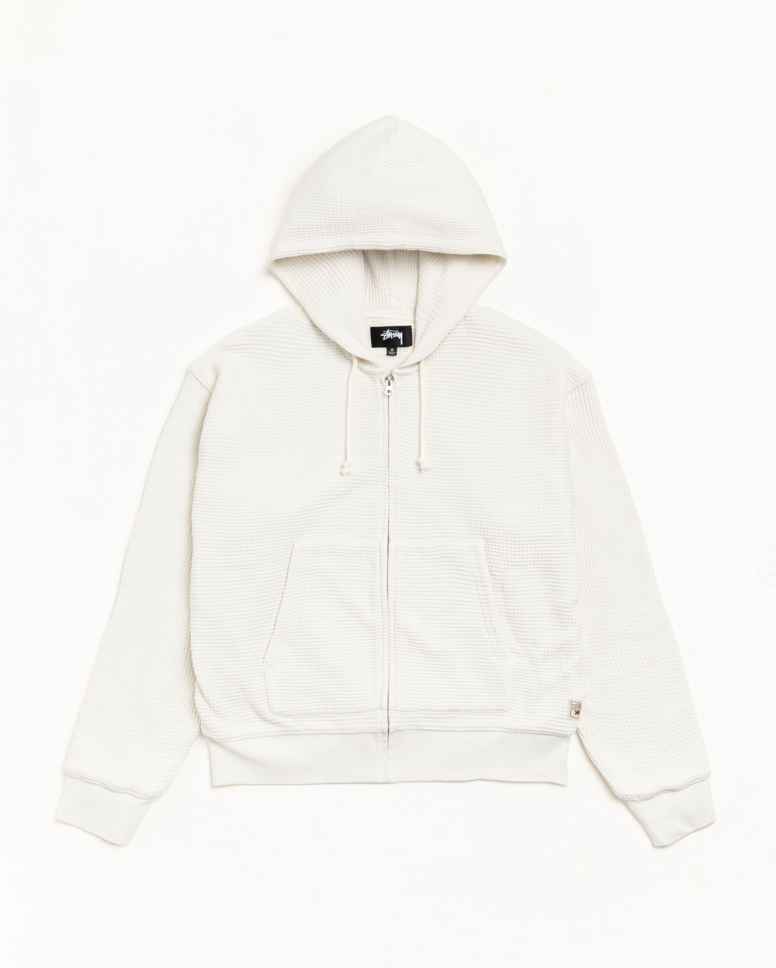 DOUBLE LAYER WAFFLE ZIP HOODIE - Off White
