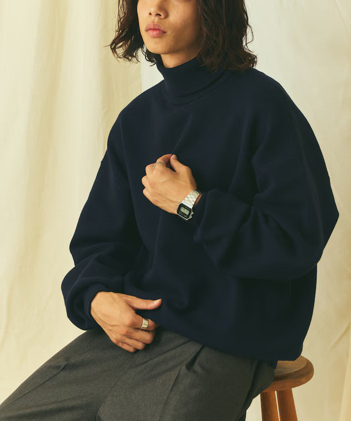 Relax Fit Sweat-Like Turtleneck Knit 【Limited Edition】 - Navy