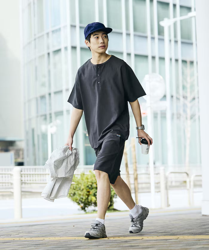 AiRide/Packable Setup/Henley Neck Pullover/Shorts/Packable/Quick-Drying/UVA Cut 【Limited Edition】