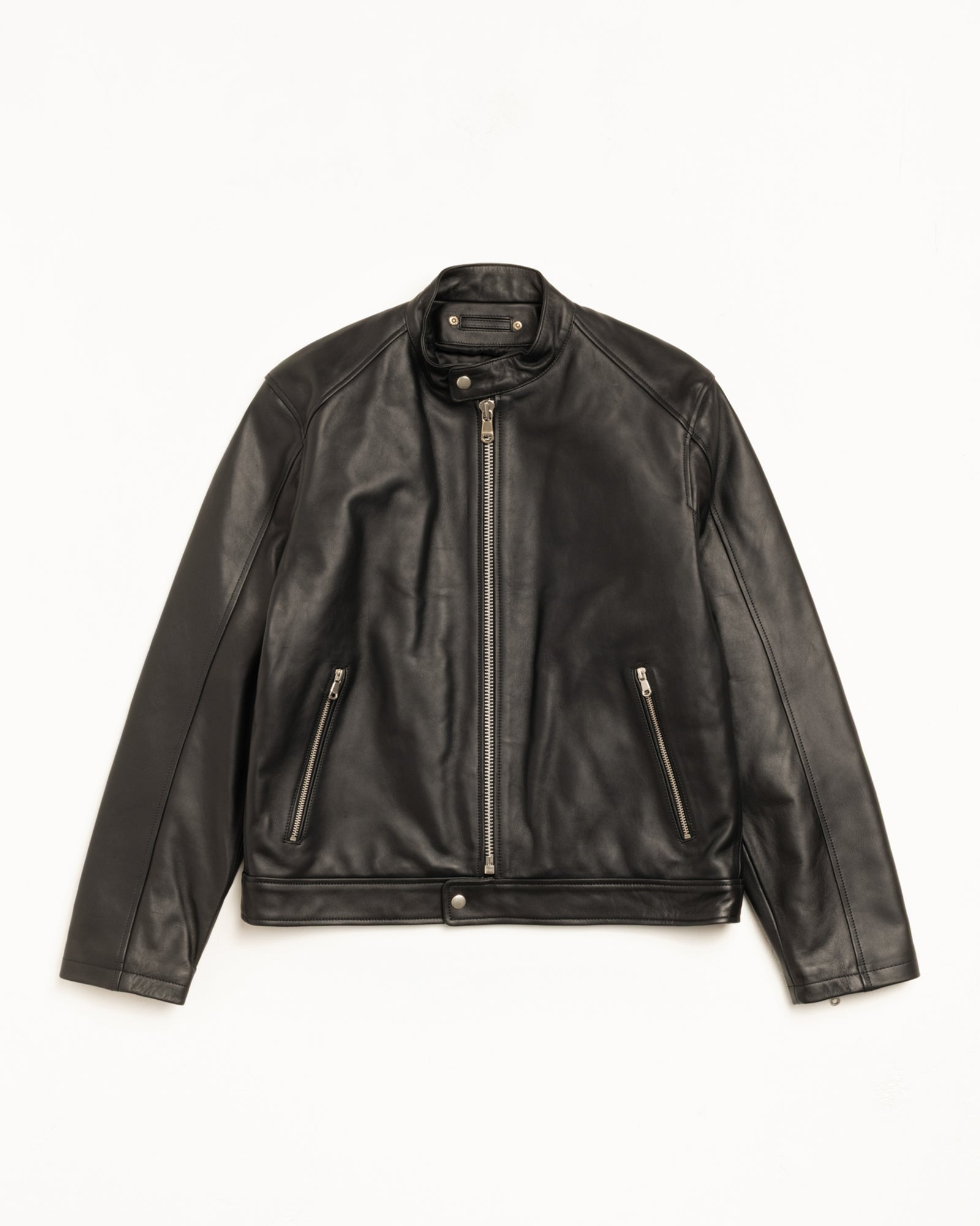 CAFE RACER LEATHER JACKET - Black