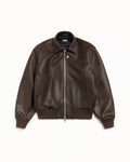LEATHER FLIGHT JACKET - Dark Brown