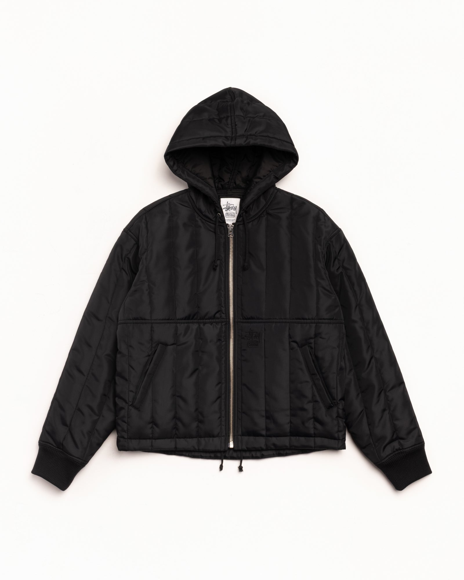 QUILTED NYLON WORK JACKET - Black