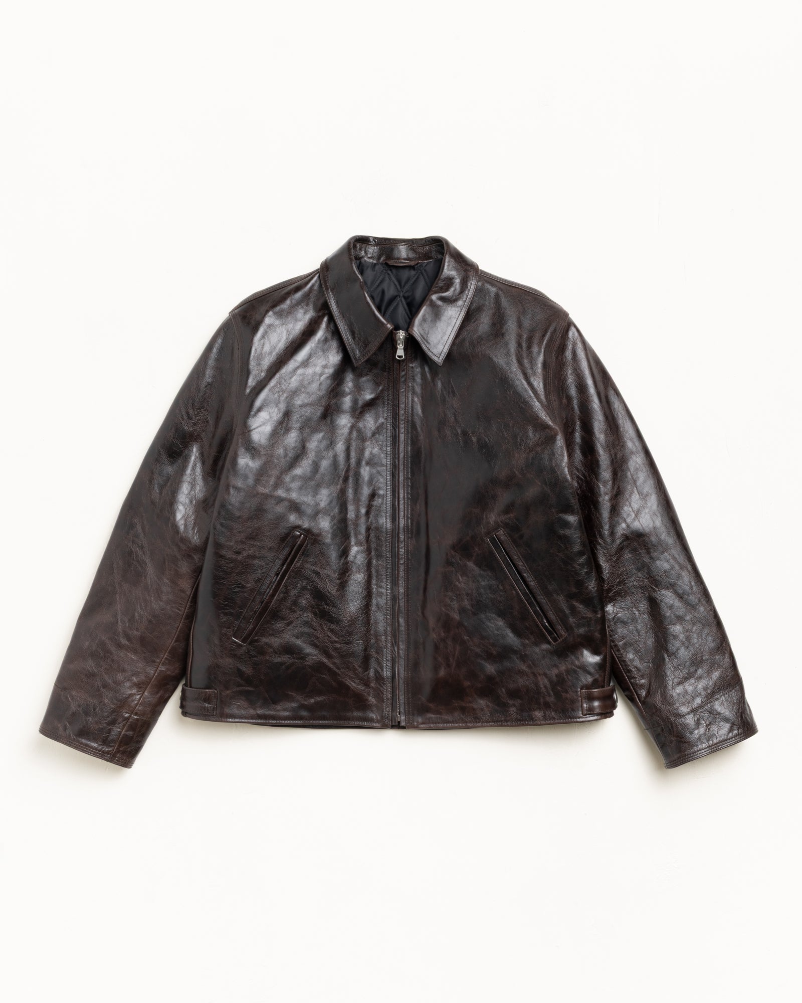 GARAGE JACKET LEATHER - Dark Brown