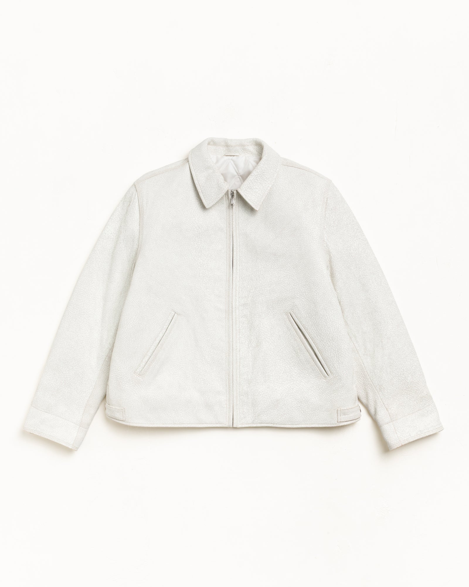 GARAGE JACKET CRACKED LEATHER - White