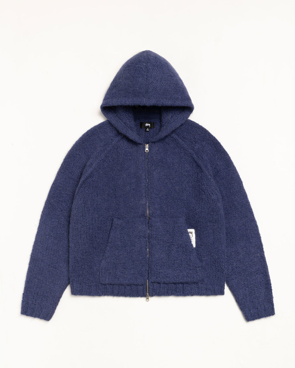 CHUNKY KNIT ZIP HOODIE - Blue