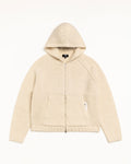 CHUNKY KNIT ZIP HOODIE - Ivory