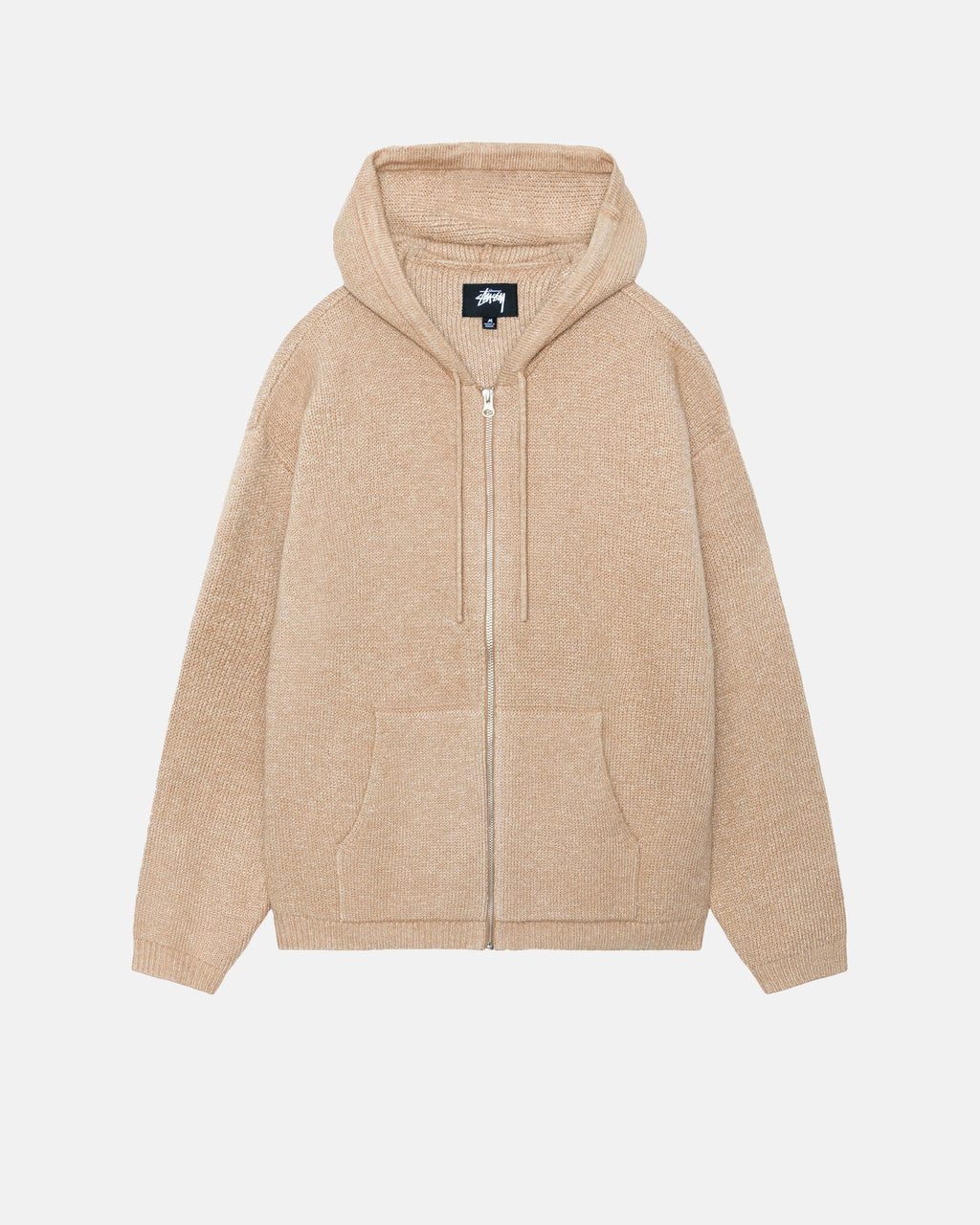 HOODED ZIP SWEATER - Camel