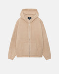 HOODED ZIP SWEATER - Camel
