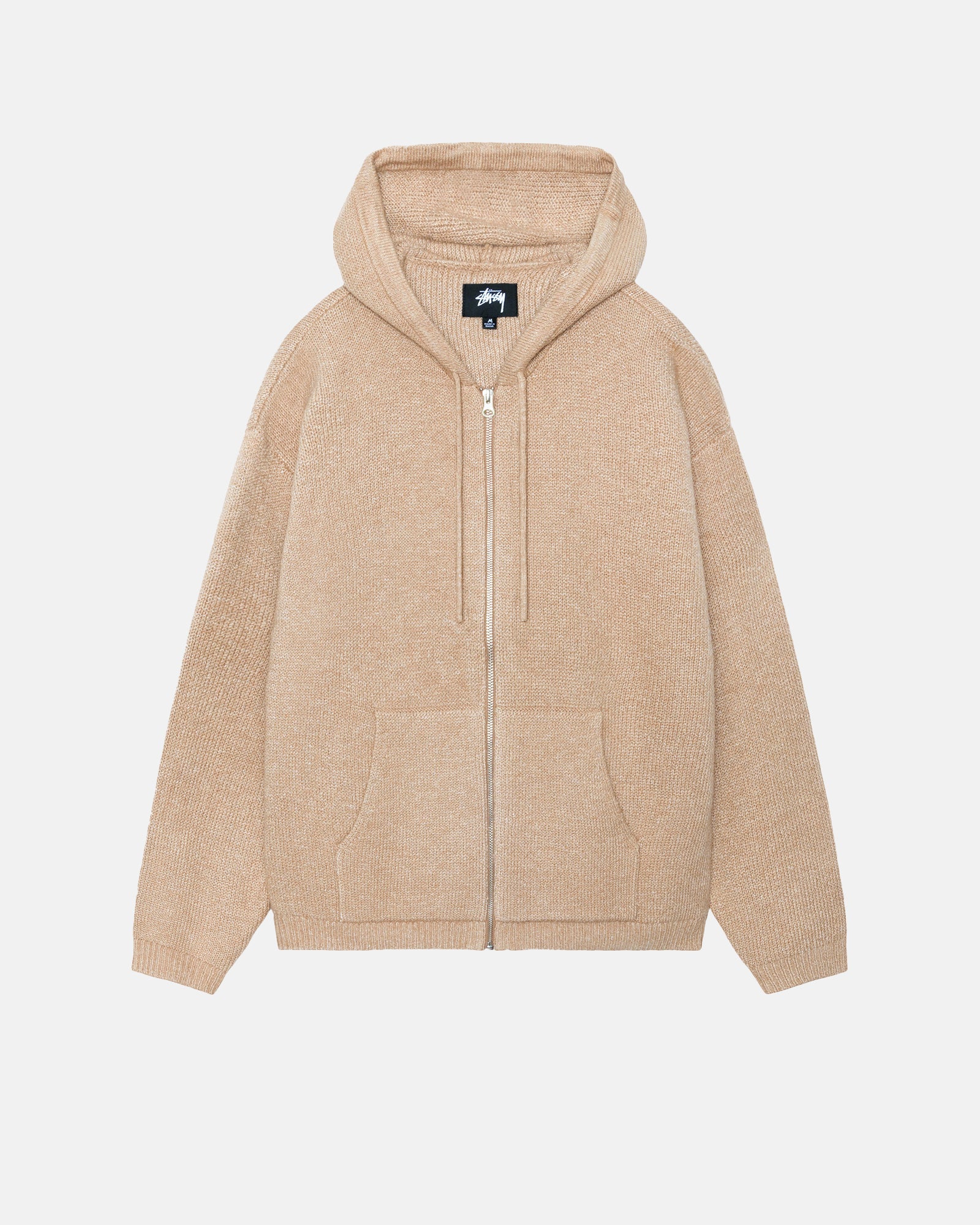 HOODED ZIP SWEATER - Camel