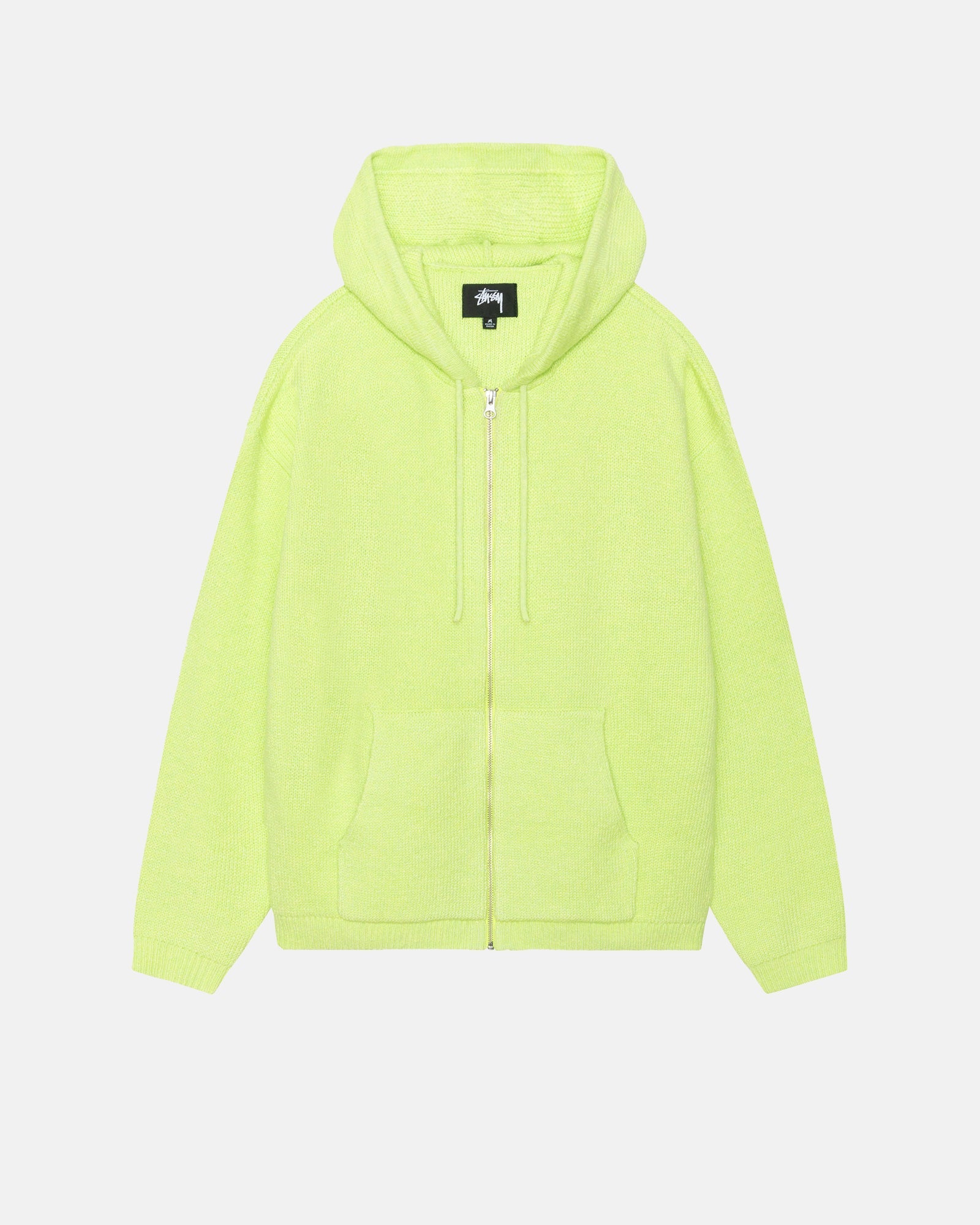 HOODED ZIP SWEATER - Faded Lime