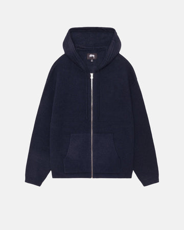 HOODED ZIP SWEATER - Navy