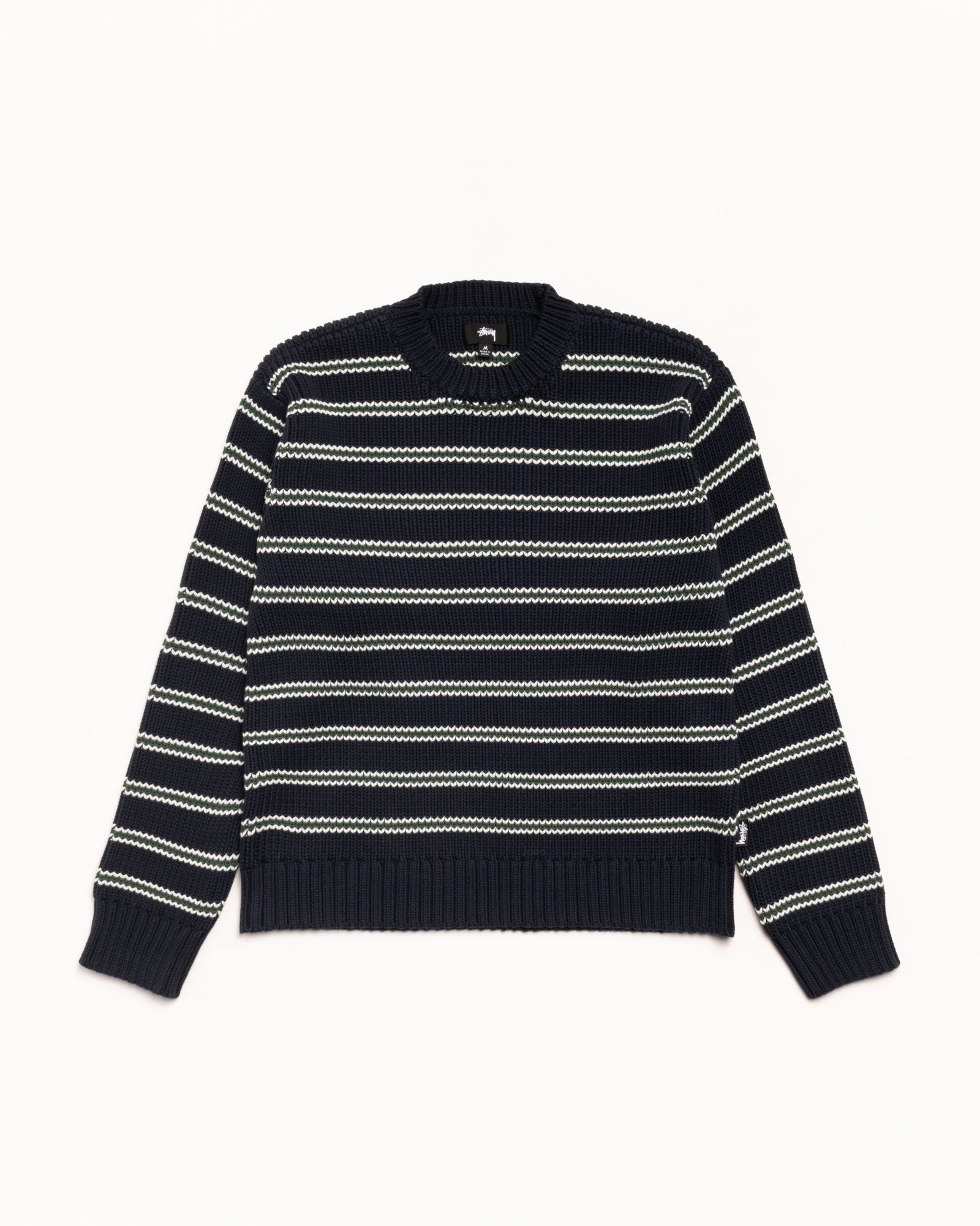 CHUNKY COTTON STRIPE SWEATER - Ocean