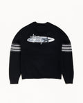 STRIPE RAGLAN CREW - Black