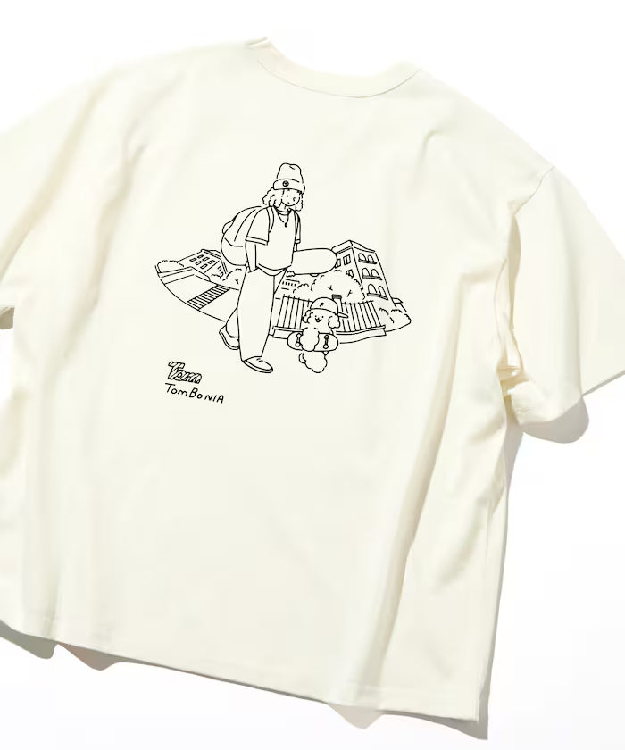 tombonia/Tombonia Back Print Crew Neck Pocket T-Shirt/Skate Boy - White
