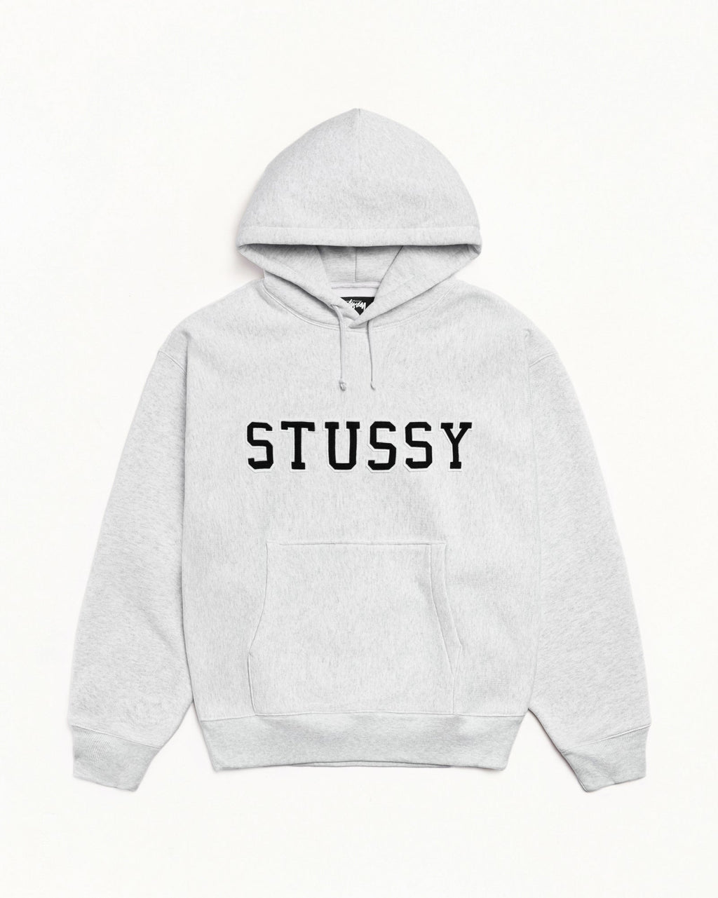 FELT APPLIQUE HOODIE - Ash Heather