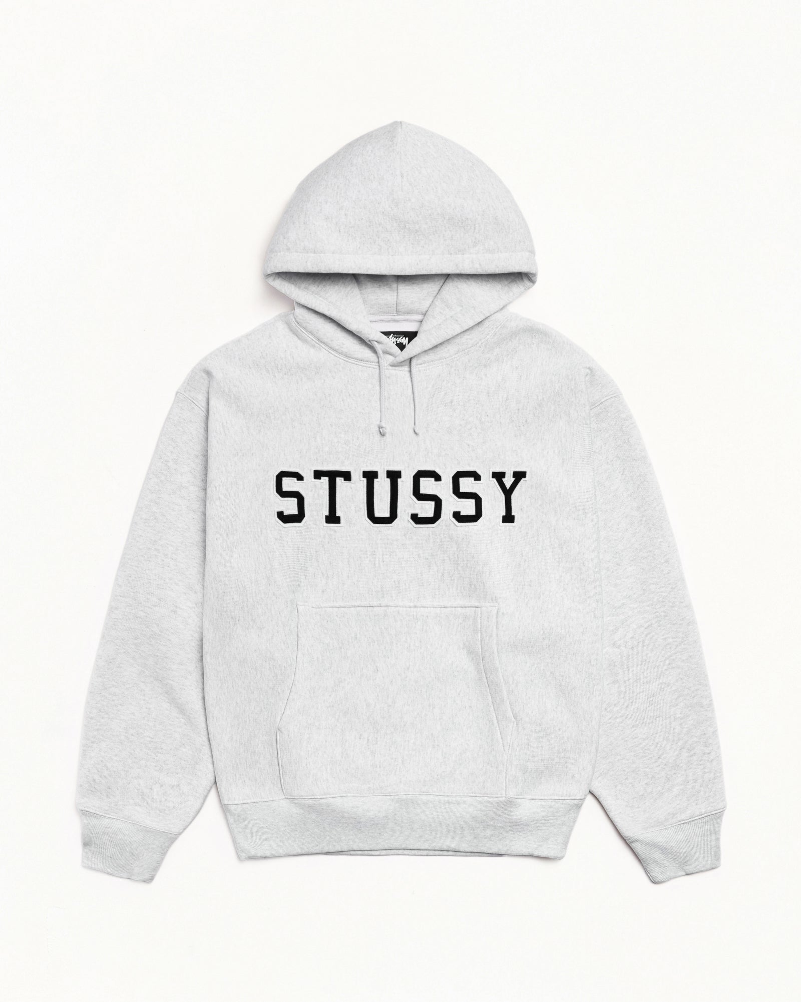 FELT APPLIQUE HOODIE - Ash Heather