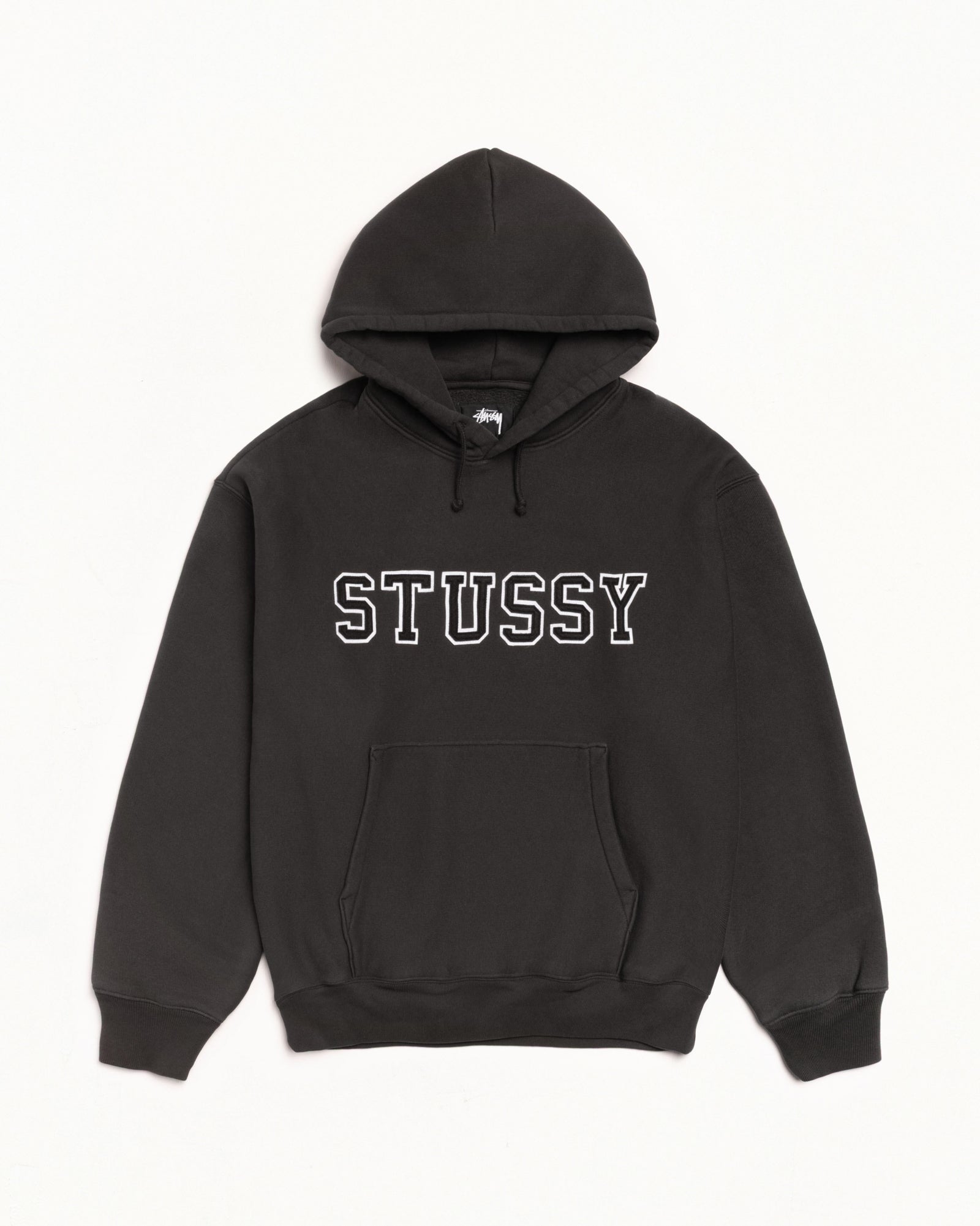 FELT APPLIQUE HOODIE - Black