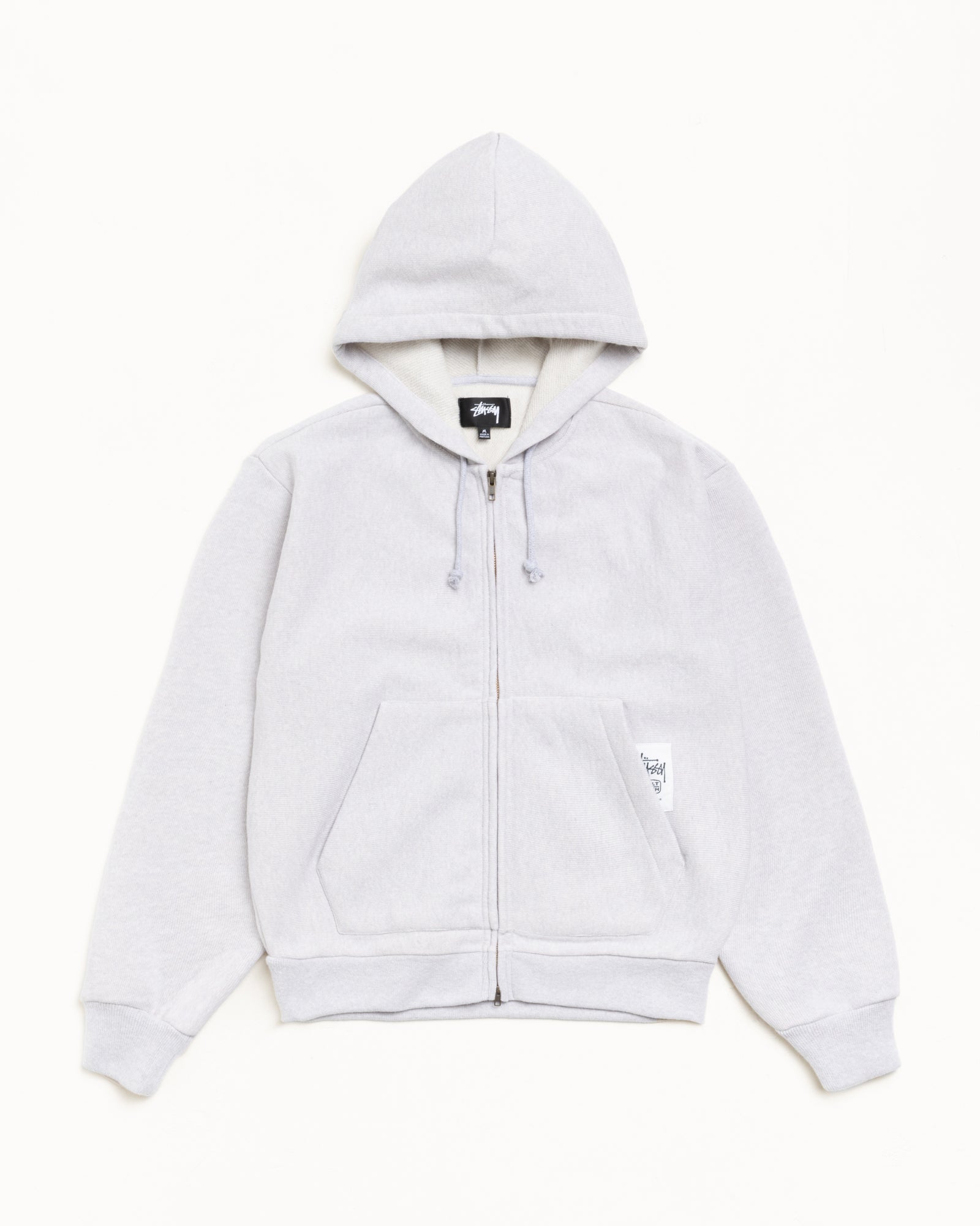 PATCH ZIP KNIT HOODIE - Ash Heather