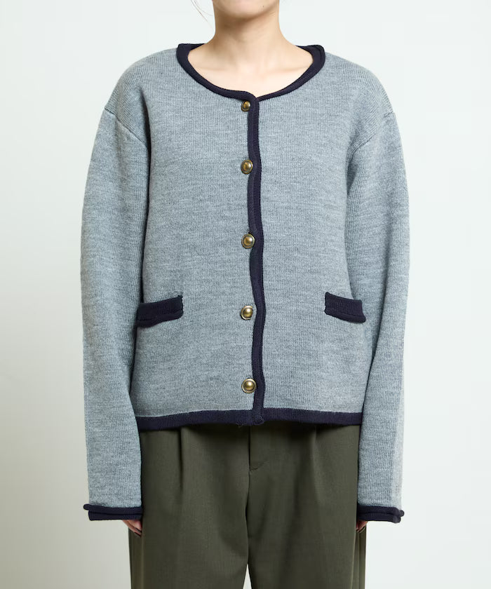 No Collar Jacket Style Knit Cardigan Limited Edition