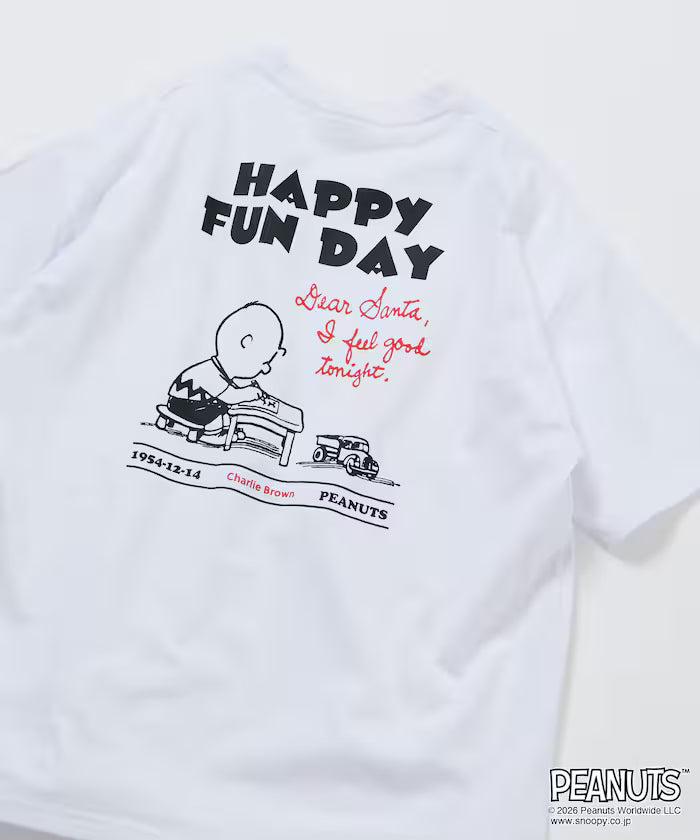 PEANUTS/Peanuts Exclusive Big Silhouette Back Print Crew Neck T-Shirt/HAPPY FUN DAY [Limited Release]