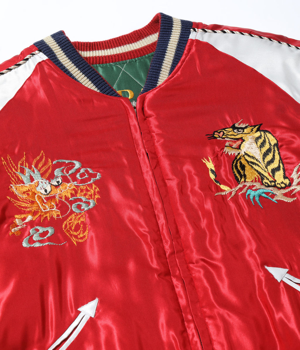 Early 1950s Style Acetate Quilted Souvenir Jacket “JAPAN MAP” × “GOLD DRAGON”