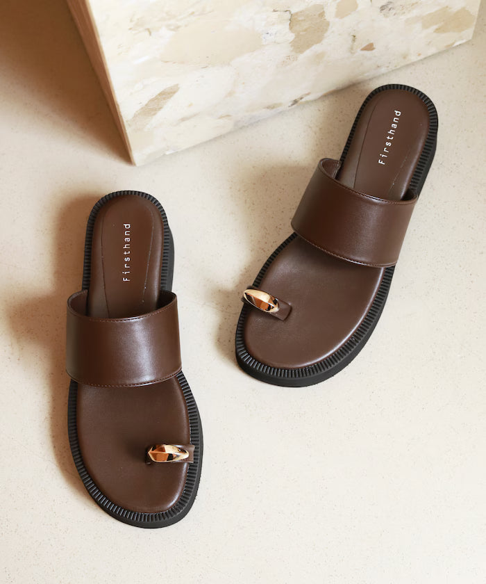 Metal Accent Thumb Loop Sandal