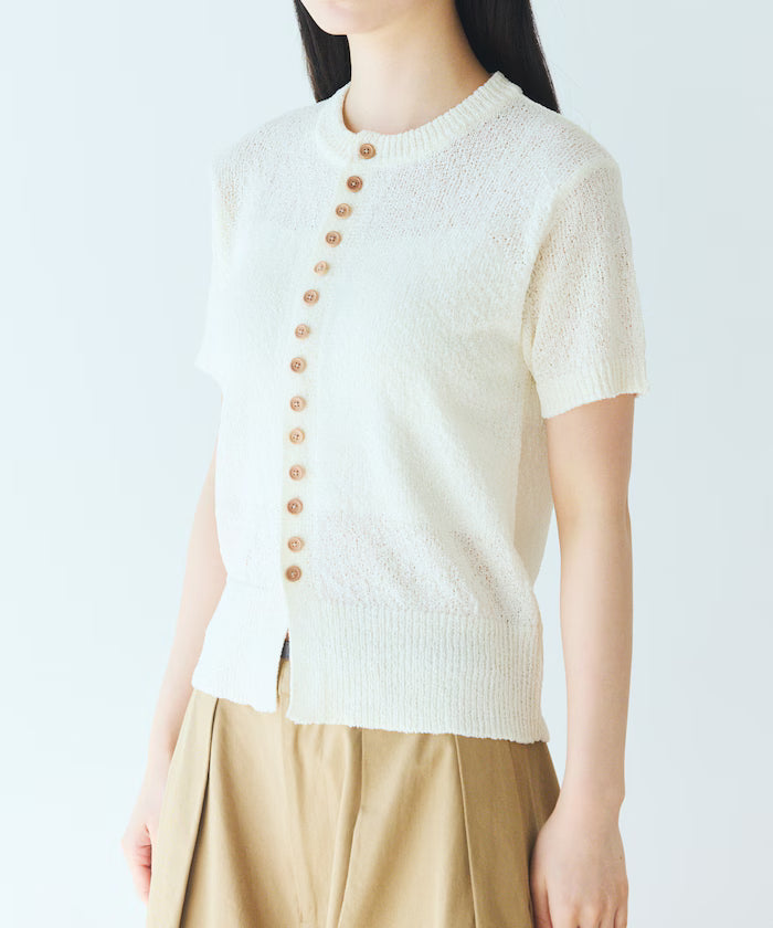 Wood Button Boucle Cardigan