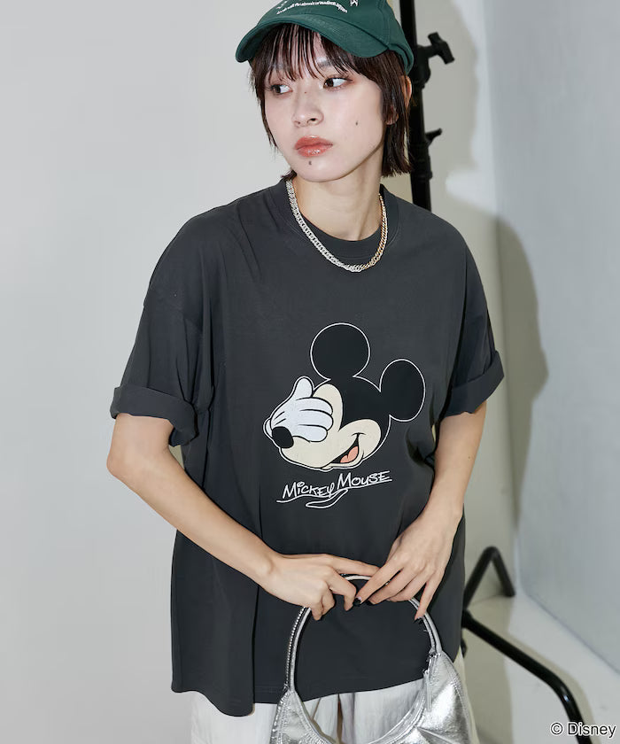 <Functional Material>Mickey Mouse Face T-Shirt Limited Edition