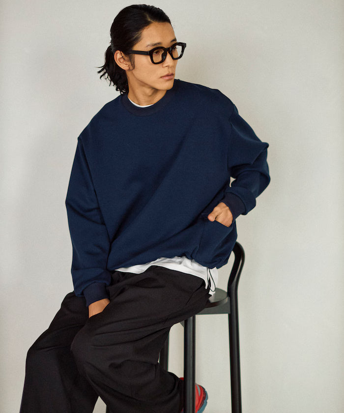 <New Color Added> Side Pocket Spindle Cardboard Crew Neck Sweatshirt