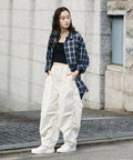 Quick Dry Fabric Wide Silhouette Poly Rip Cross Military Circus Pants/UV Cut/Quick Dry 【Limited Edition】 - Off-White