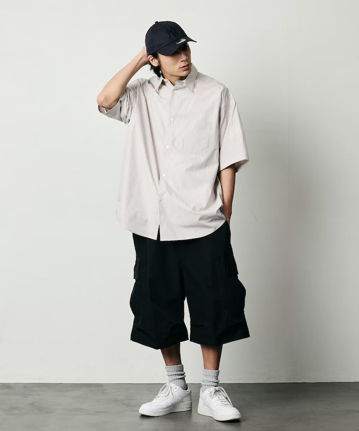 Quick Dry Fabric Wide Silhouette Poly Rip Cross Short Cargo Pants/UV Cut/Quick Dry 【Limited Release】