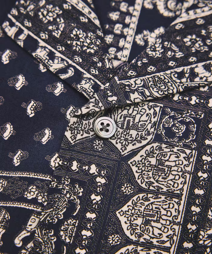 India-made Relaxed Fit Paisley Print Open Collar Short Sleeve Shirt Bandana Pattern