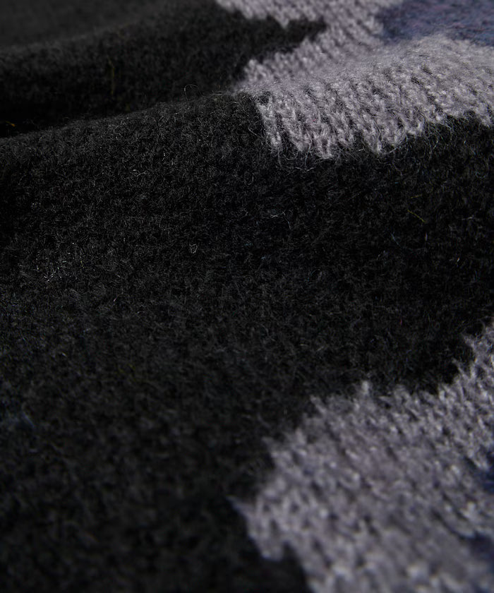 All-over Pattern Double Jacquard Knit Crew Neck Pullover / Relaxed Fit