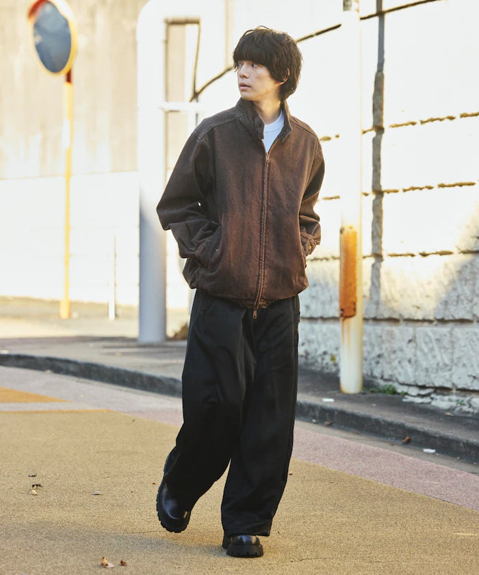 Relaxed Fit Harrington Denim Jacket - Brown