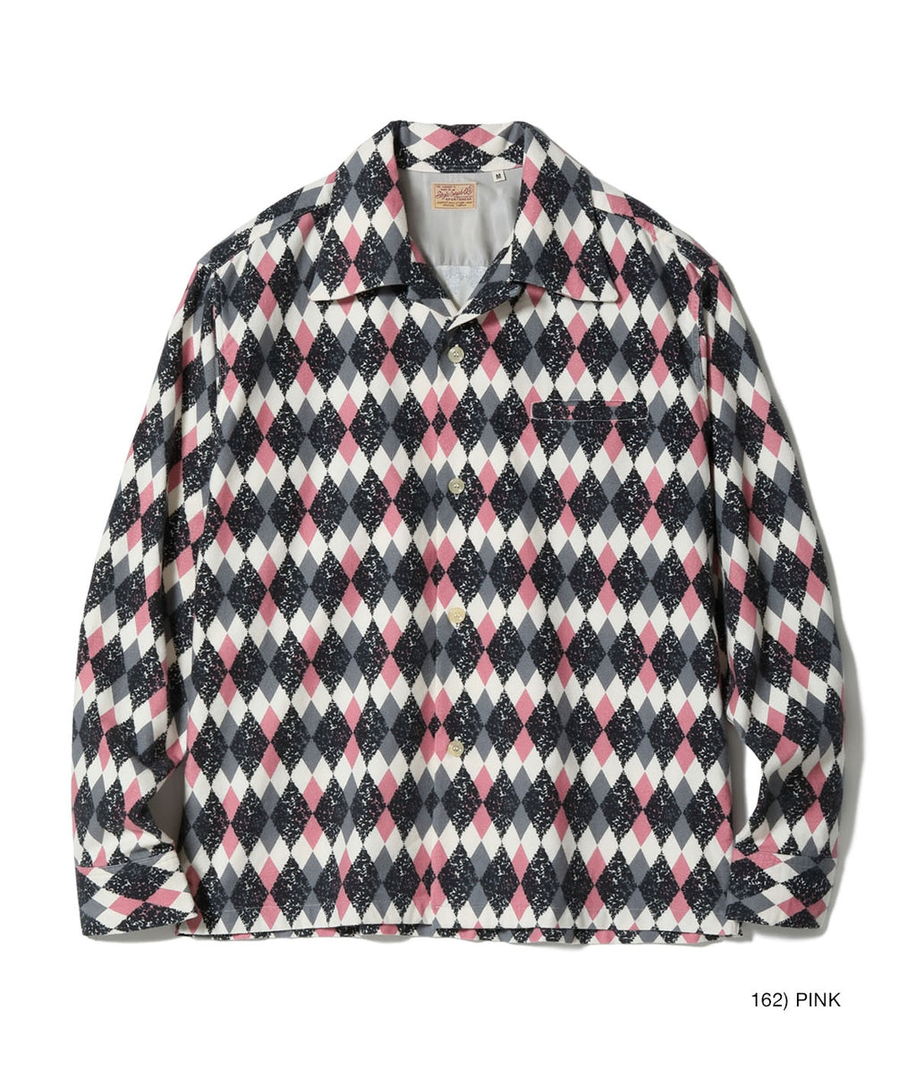 Mid 1950s Style Flannel Sports Shirt “DIAMOND” - PINK