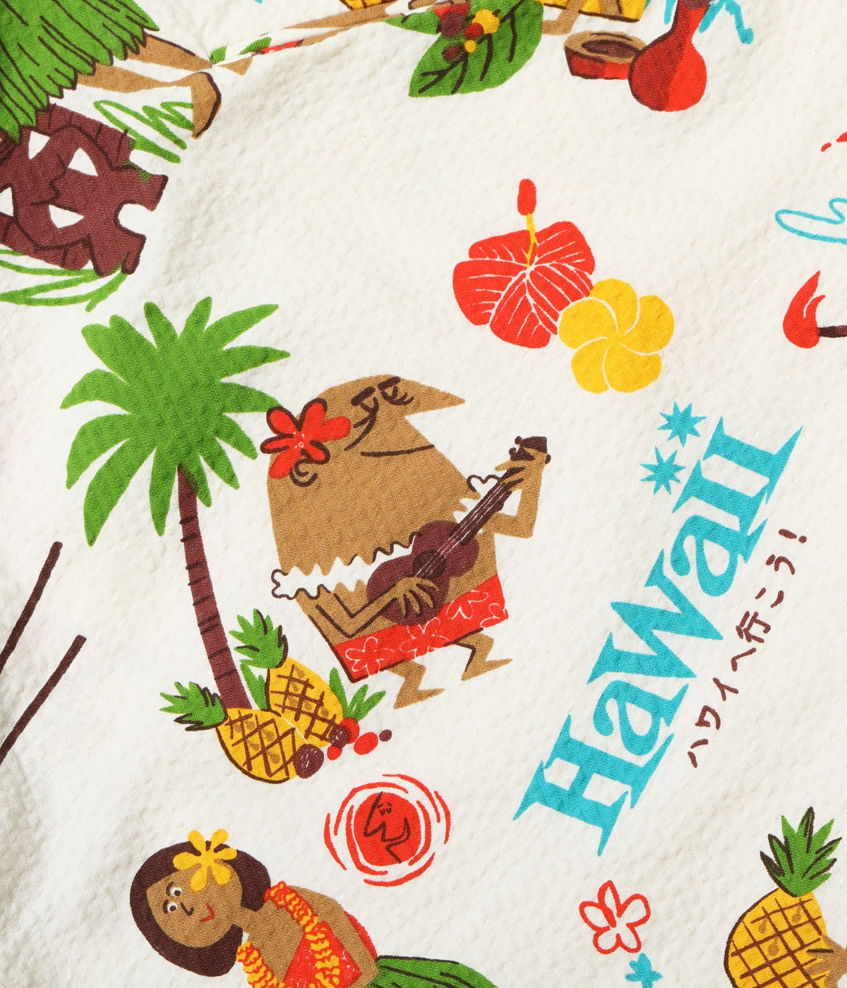 Cotton Seersucker Shorts "Trip To Hawaii" by Ryohei Yanagihara with Mookie