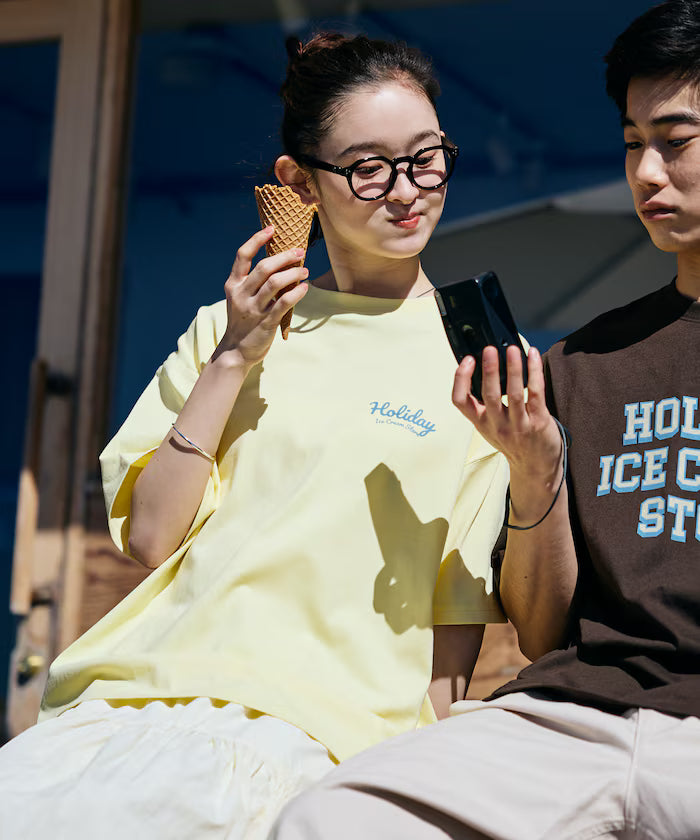 HOLIDAY ICECREAM×FREAK'S STORE Collaboration Big Silhouette Back Print Crew Neck T-Shirt [Limited Edition]