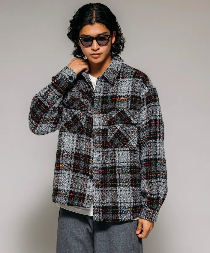 Poly Tweed CPO Check Shirt Jacket