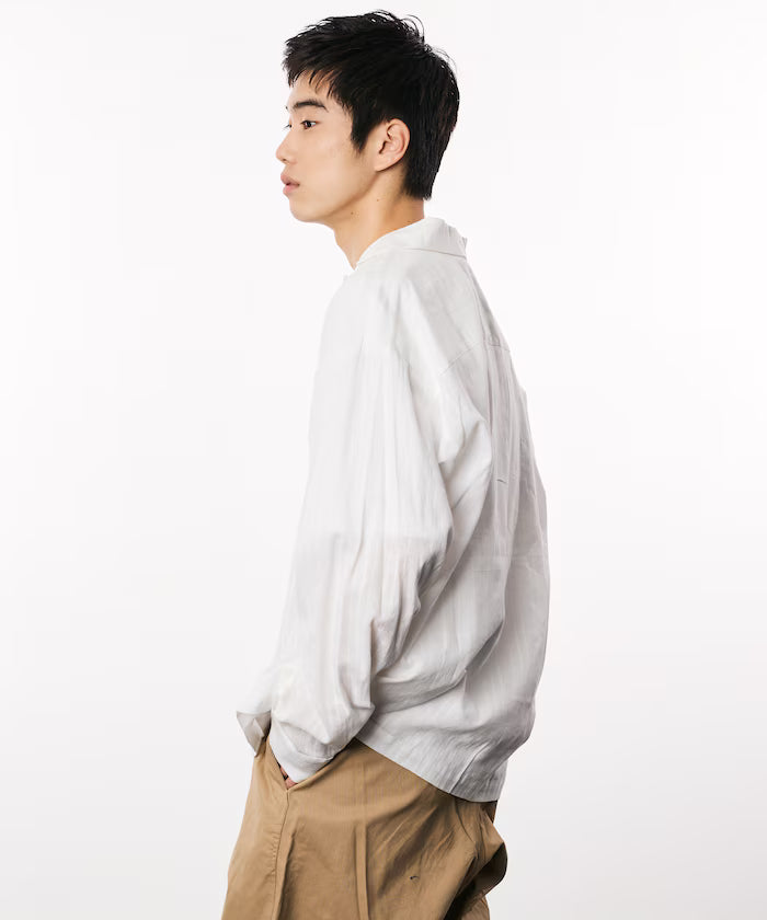 Dobby Woven Long Sleeve Open Collar Shirt / Big Silhouette