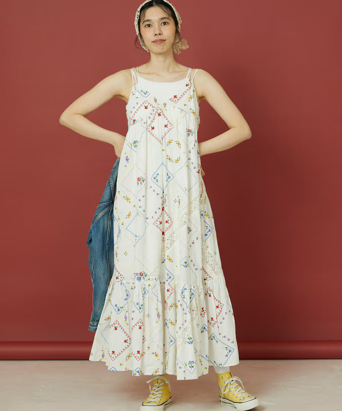 Flower Handkerchief Embroidered Camisole Dress