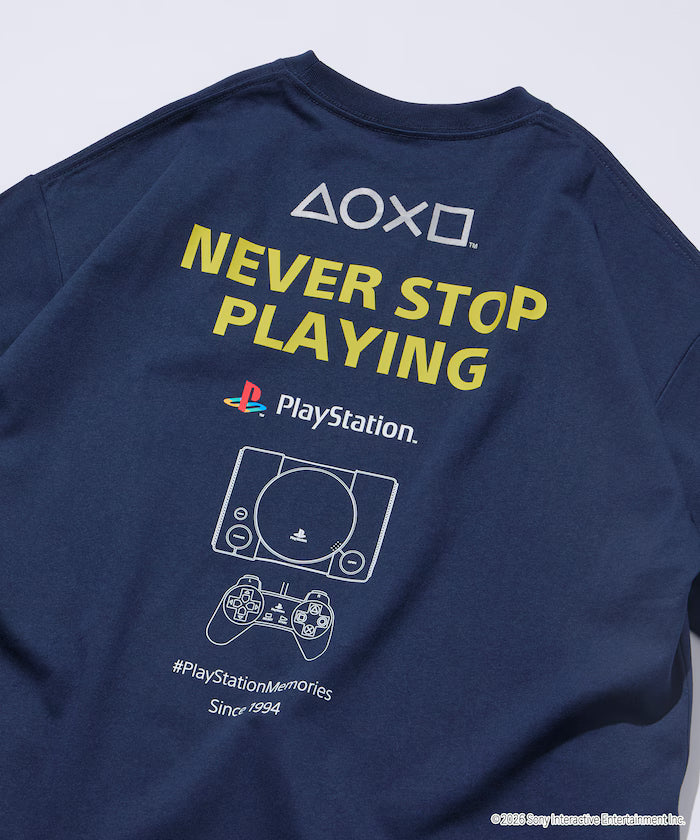 Big Silhouette Logo Back Print Crew Neck T-Shirt/PlayStation NEVER STOP 【Limited Edition】