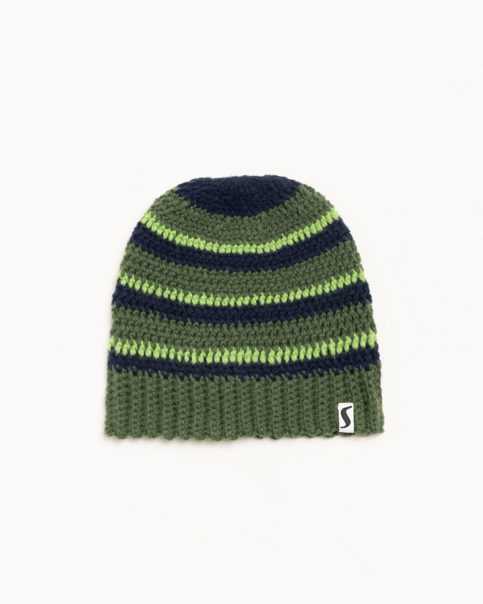 STRIPE KNIT SKULLCAP - Moss Green