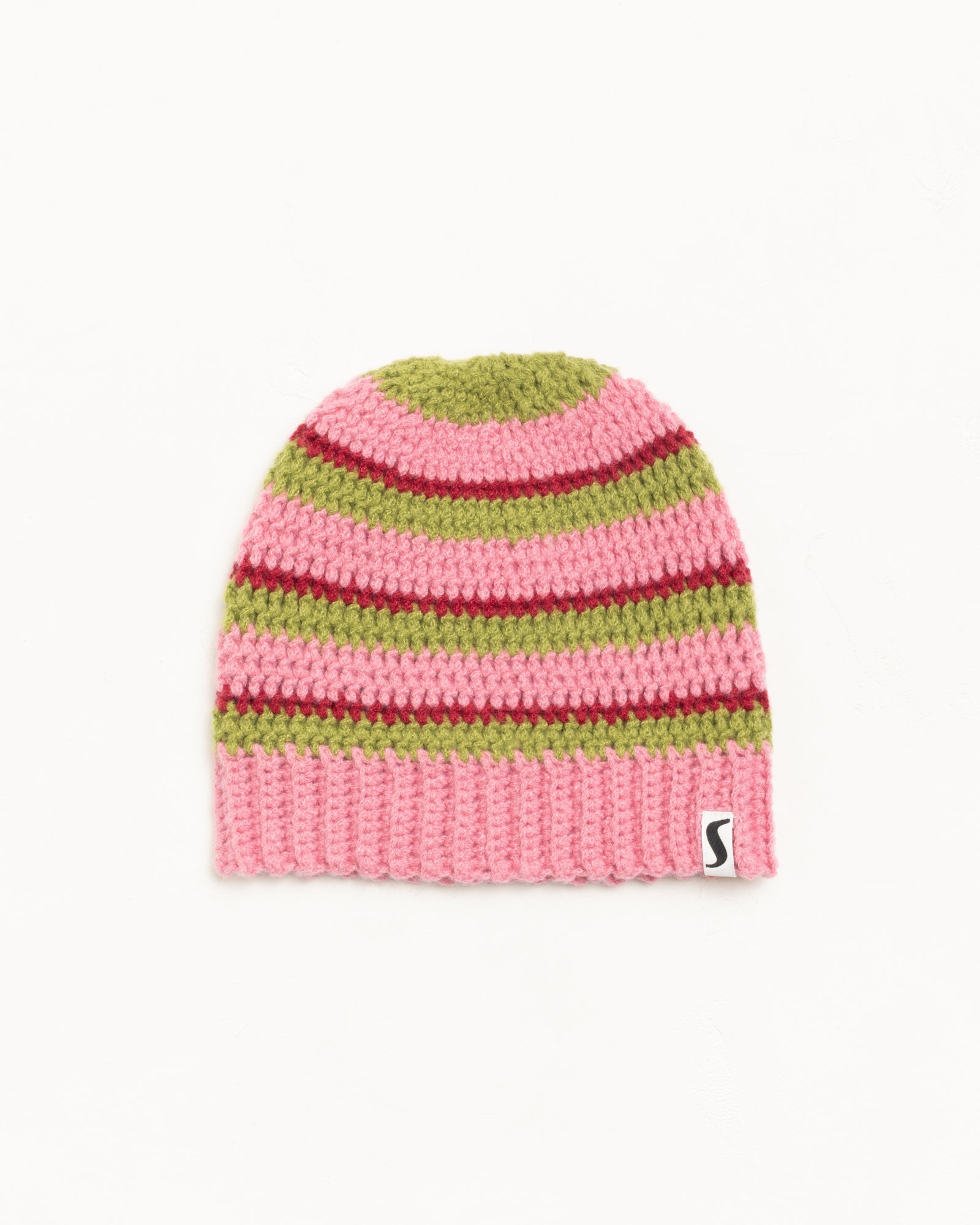 STRIPE KNIT SKULLCAP - Pink